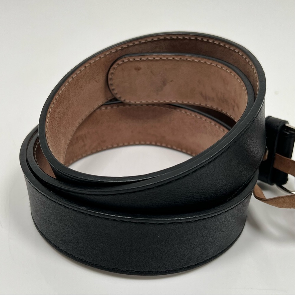 GUCCI Leather Belt Women Black Crystal Interlocking G Silver Tone Size 95 - 38 - Picture 3 of 8
